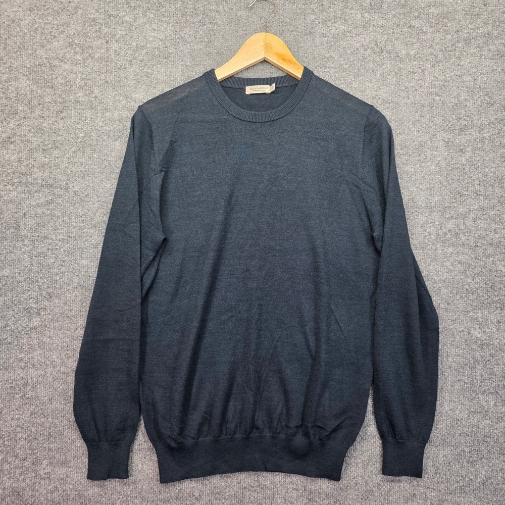 SUITSUPPLY Merino Wool Crew Neck Long Sleeve Sweater Dark Gray Men's Size S‎